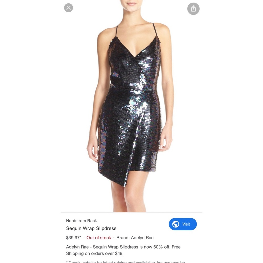 Adelyn Rae Sequin Wrap Dress, Size: M
